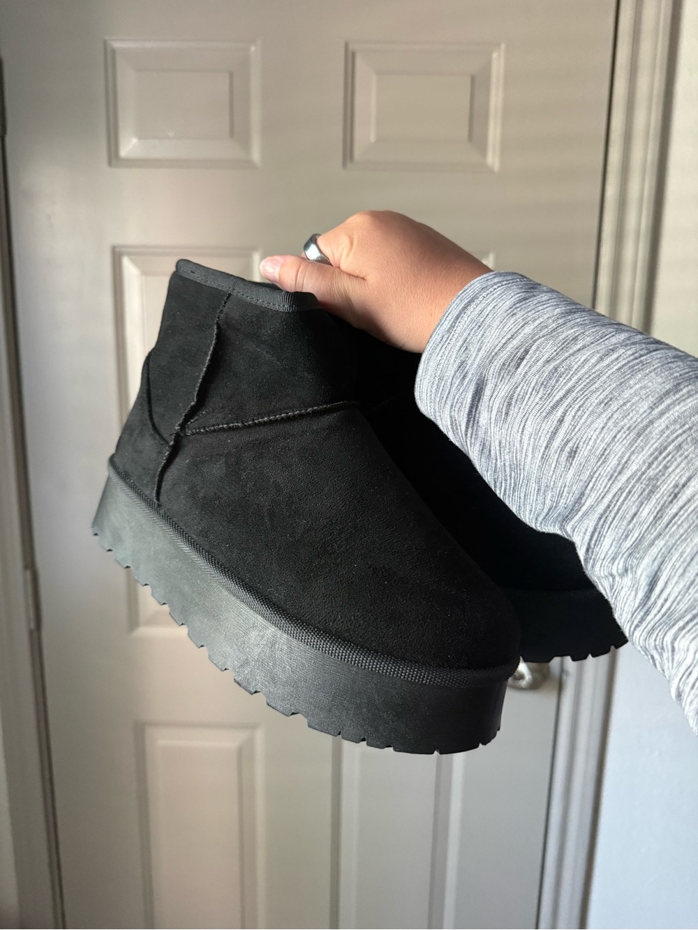 Women’s Black Suede Platform Ankle Boots